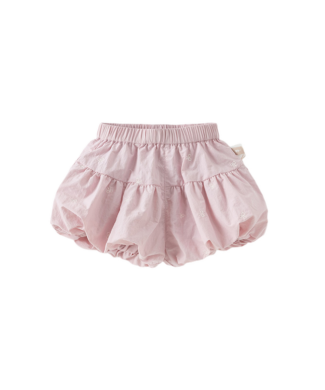 Toddler Girl Summer White/Pink Lantern Flower Bud Shorts