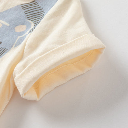Baby Boys Summer Playful Animal Print Yellow Indoor Soft Rompers