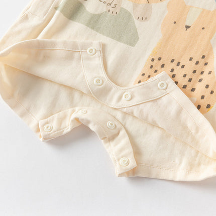 Baby Boys Summer Playful Animal Print Yellow Indoor Soft Rompers