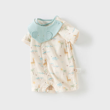 Baby Girls Summer Cute Green/Pink Short sleeve Soft Rompers(bid)