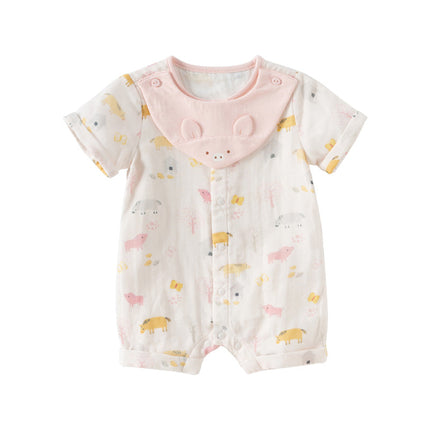 Baby Girls Summer Cute Green/Pink Short sleeve Soft Rompers(bid)
