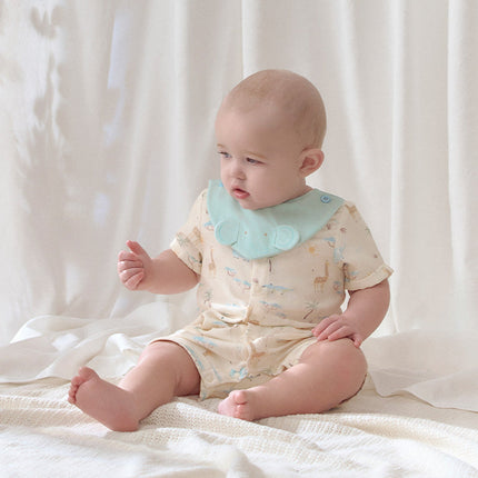 Baby Girls Summer Cute Green/Pink Short sleeve Soft Rompers(bid)