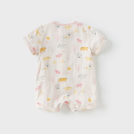 Baby Girls Summer Cute Green/Pink Short sleeve Soft Rompers(bid)