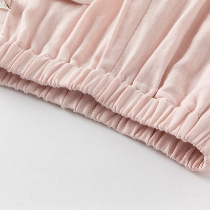 Toddler Girls/Boys Summer Casual Pink/Light Khaki Drawstring Pants