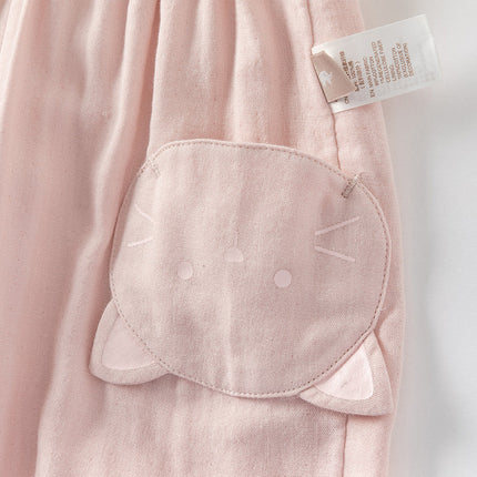 Toddler Girls/Boys Summer Casual Pink/Light Khaki Drawstring Pants