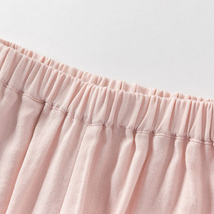 Toddler Girls/Boys Summer Casual Pink/Light Khaki Drawstring Pants