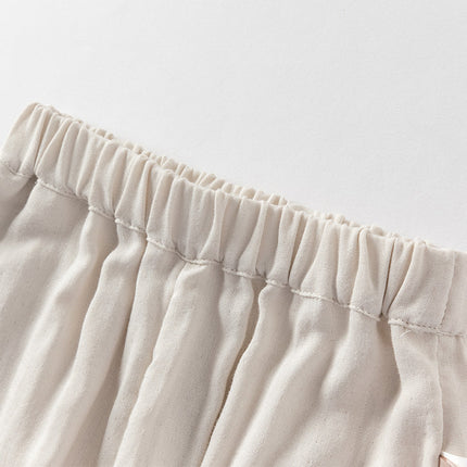 Toddler Girls/Boys Summer Casual Pink/Light Khaki Drawstring Pants