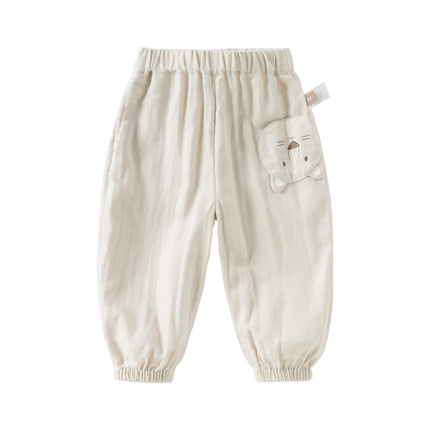Toddler Girls/Boys Summer Casual Pink/Light Khaki Drawstring Pants