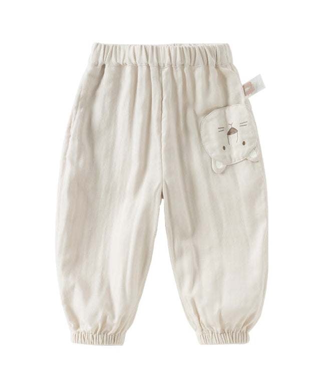 Toddler Girls/Boys Summer Casual Pink/Light Khaki Drawstring Pants
