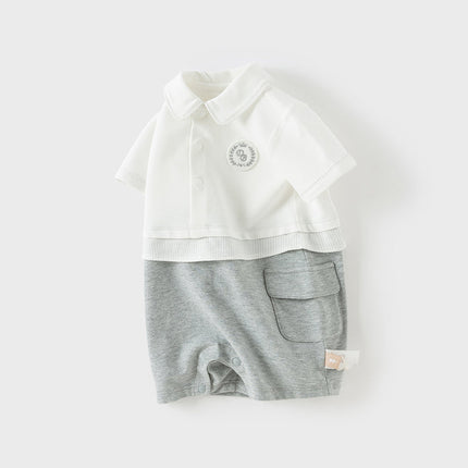 Baby Boys Summer Beige Soft Cotton Indoor Rompers