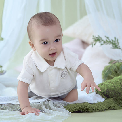 Baby Boys Summer Beige Soft Cotton Indoor Rompers