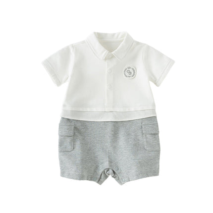 Baby Boys Summer Beige Soft Cotton Indoor Rompers
