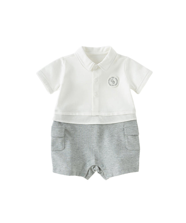 Baby Boys Summer Beige Soft Cotton Indoor Rompers