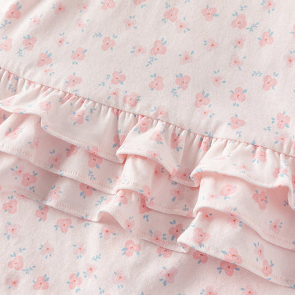 Baby Girls Summer Sweet Pink Floral Print Cotton Lightweight Rompers