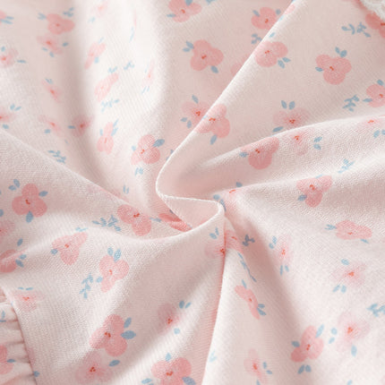 Baby Girls Summer Sweet Pink Floral Print Cotton Lightweight Rompers