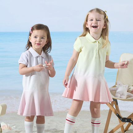 Toddler Girls Summer Outdoor Cute Polo-collar A-line Dress