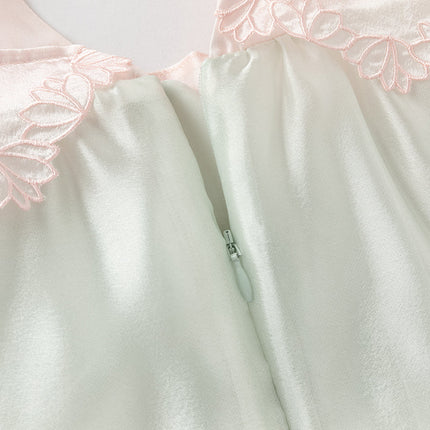 Girls Summer Elegance Strapless Sleeveless Green Mesh A-line Dresses