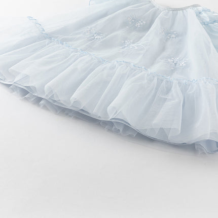 Girls Summer Sweet Ocean Blue Mesh Party Dress
