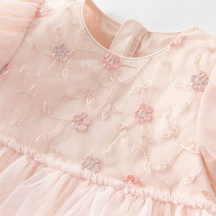 Girls Summer Pink Mesh Princess Cake Dress