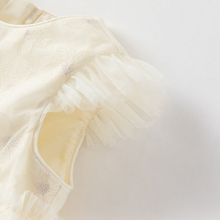 Girls Summer Light Yellow Mesh Princess Dress