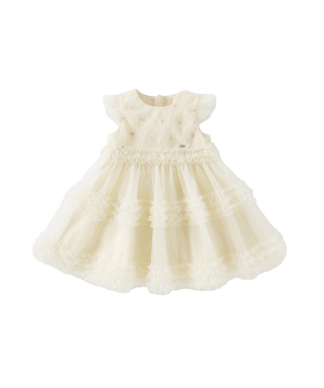Girls Summer Light Yellow Mesh Princess Dress