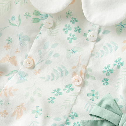 Girls Summer Cotton Leaf Print Sleeveless Dress
