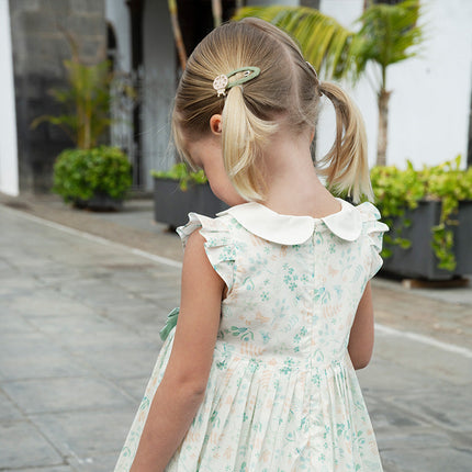 Girls Summer Cotton Leaf Print Sleeveless Dress