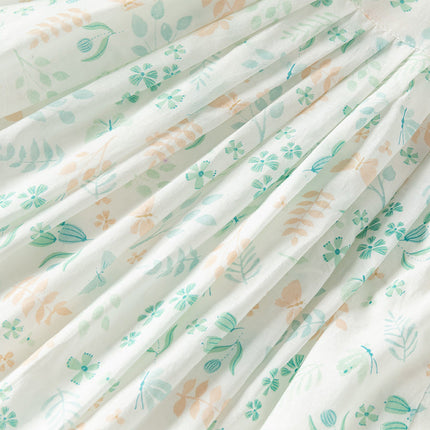 Girls Summer Cotton Leaf Print Sleeveless Dress