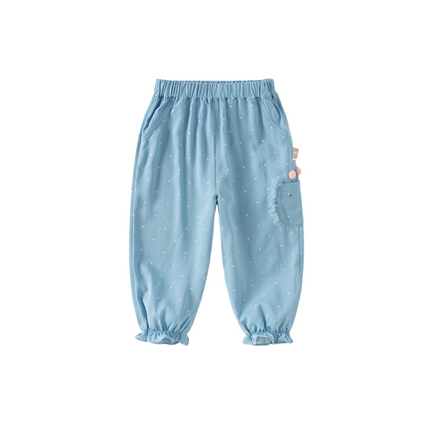 Toddler Girls Summer Blue Dot Loose Mosquito Proof Pants