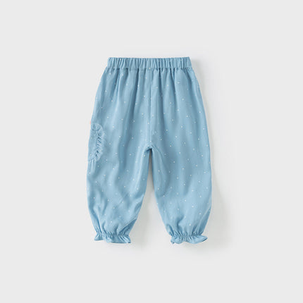 Toddler Girls Summer Blue Dot Loose Mosquito Proof Pants