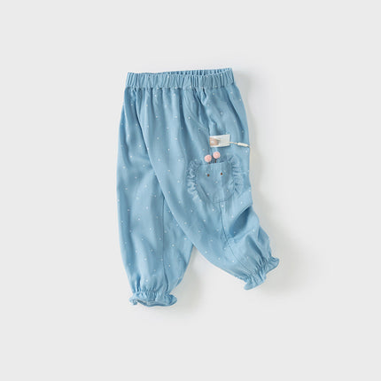 Toddler Girls Summer Blue Dot Loose Mosquito Proof Pants