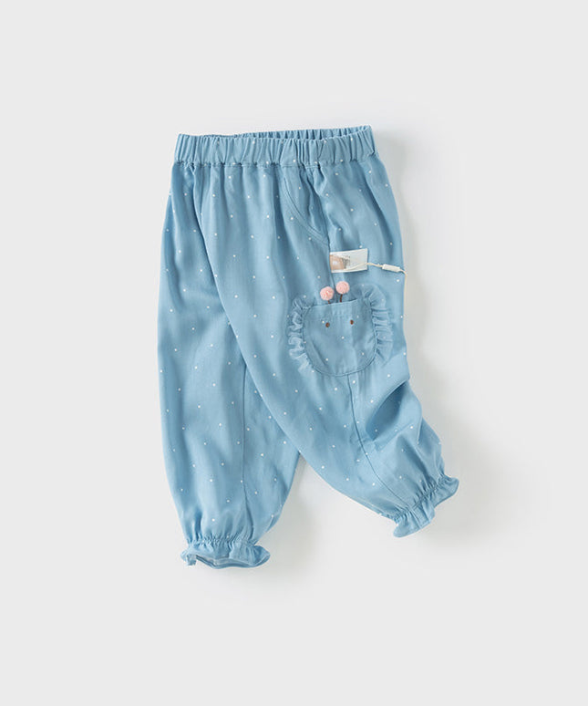 Toddler Girls Summer Blue Dot Loose Mosquito Proof Pants