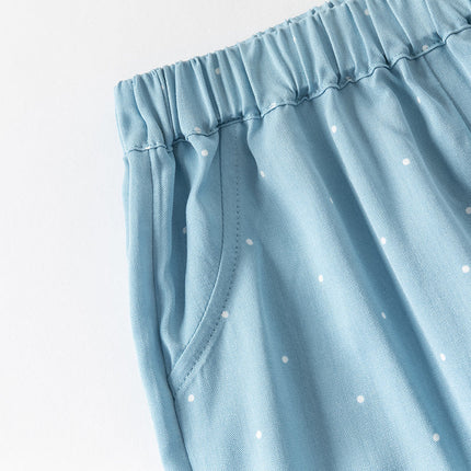 Toddler Girls Summer Blue Dot Loose Mosquito Proof Pants
