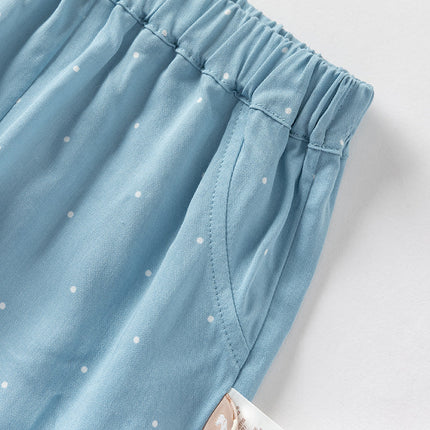 Toddler Girls Summer Blue Dot Loose Mosquito Proof Pants