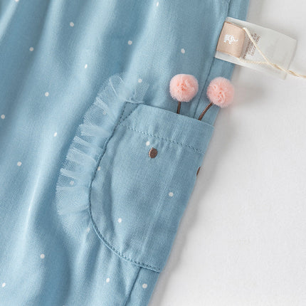 Toddler Girls Summer Blue Dot Loose Mosquito Proof Pants