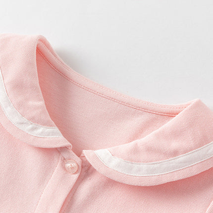 Girls Summer Navy Collar Pink Sweet Princess A-line Dress