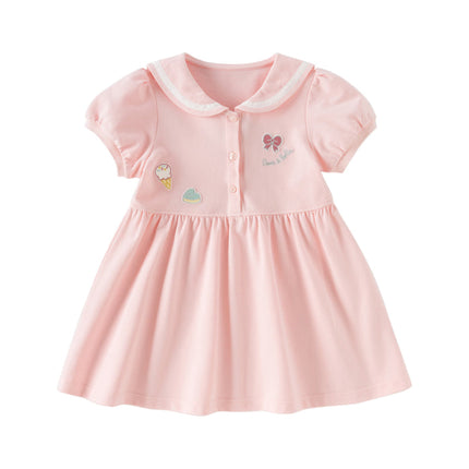 Girls Summer Navy Collar Pink Sweet Princess A-line Dress