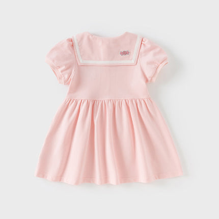 Girls Summer Navy Collar Pink Sweet Princess A-line Dress