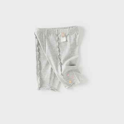 Toddler Girls Summer Light Grey/Apricot Stretchable Comfortable Pants