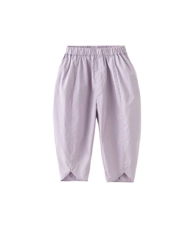 Toddler Girls Summer Grey Purple/Grey Green Fashion Cotton Wide Pants