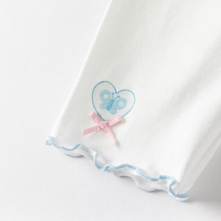 Toddler Girls Summer Light Blue/White Comfortable Cotton Slim Leggings