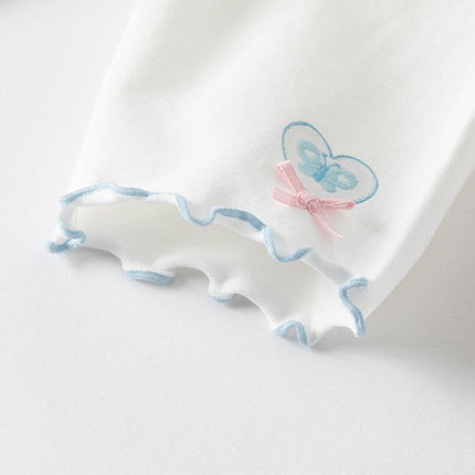 Toddler Girls Summer Light Blue/White Comfortable Cotton Slim Leggings