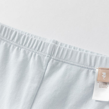 Toddler Girls Summer Light Blue/White Comfortable Cotton Slim Leggings