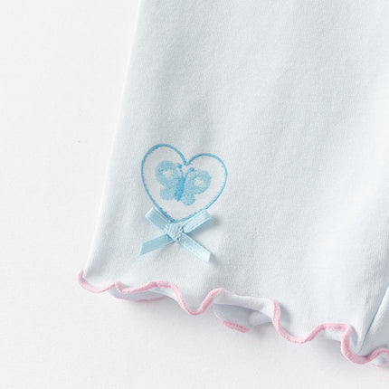 Toddler Girls Summer Light Blue/White Comfortable Cotton Slim Leggings