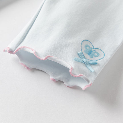 Toddler Girls Summer Light Blue/White Comfortable Cotton Slim Leggings