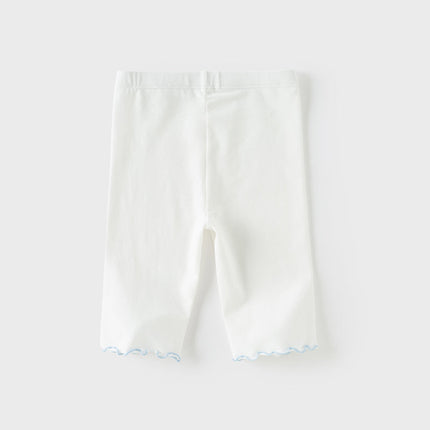 Toddler Girls Summer Light Blue/White Comfortable Cotton Slim Leggings