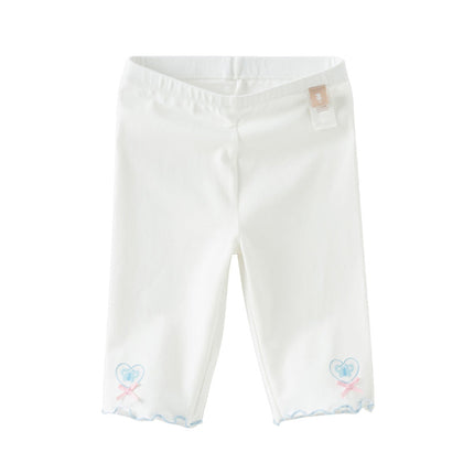 Toddler Girls Summer Light Blue/White Comfortable Cotton Slim Leggings