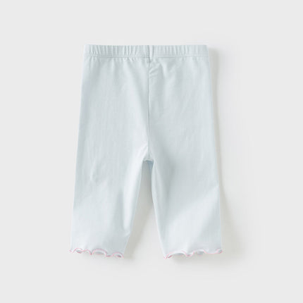 Toddler Girls Summer Light Blue/White Comfortable Cotton Slim Leggings