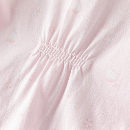 Baby Girls Summer Adorable Pink Print Doll Collar Cotton Breathable Rompers