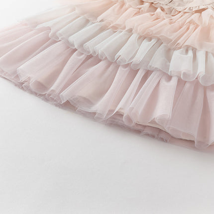 Summer Girls Gradient Purple Mesh Cake Dress